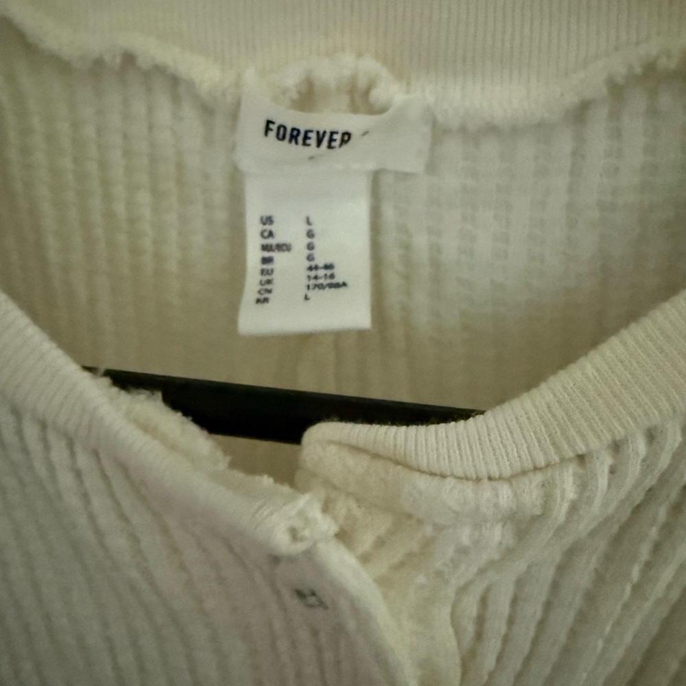 Forever 21 Off-White Ribbed Button-Front romper - Picture 4 of 4